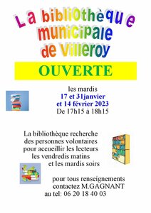 OUVERTURE BIBLIOTHEQUE